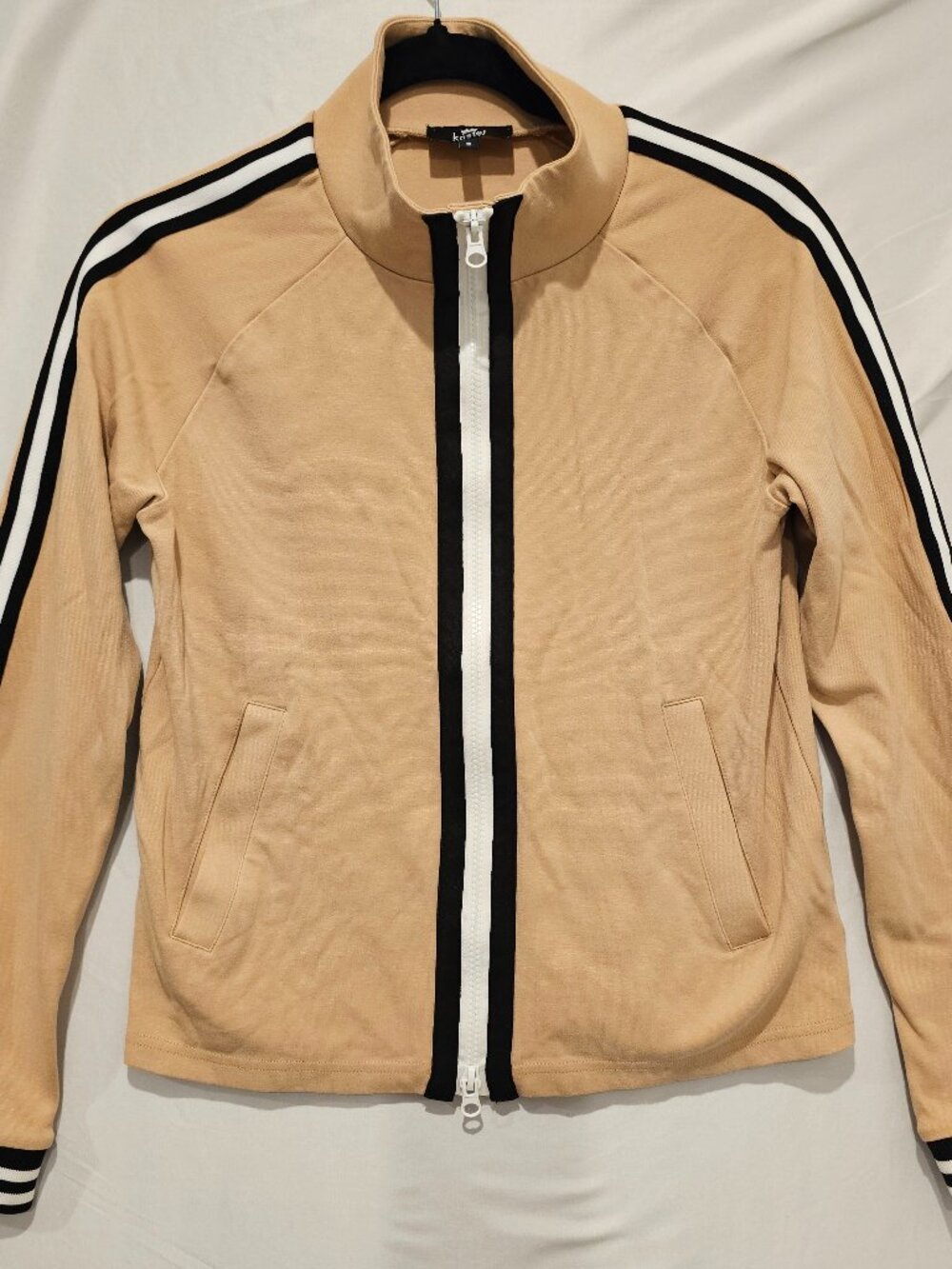Kastel Denmark Women's Sand Full Zip Track Jacket Size S Small Striped Trim